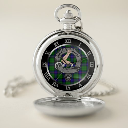 Armstrong Clan Badge  Tartan Silver Pocket Watch