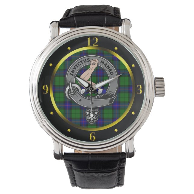 Armstrong Clan Badge & Tartan  Watch (Front)