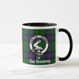 Armstrong Clan Crest Badge & Tartan Mug