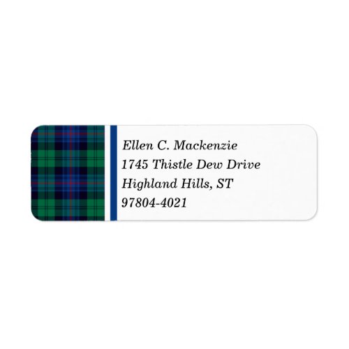 Armstrong Clan Royal Blue and Green Tartan Label