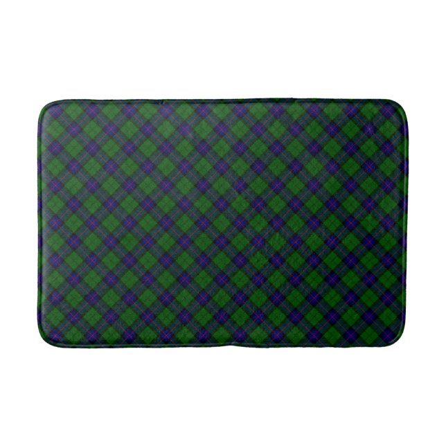 Armstrong clan tartan blue green plaid bath mat (Front)