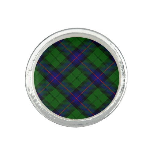 Armstrong clan tartan blue green plaid ring