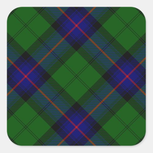 Armstrong clan tartan blue green plaid square sticker