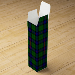 Armstrong clan tartan blue green plaid wine box