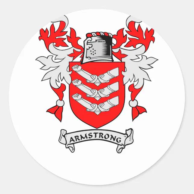 ARMSTRONG Family Crest Classic Round Sticker | Zazzle