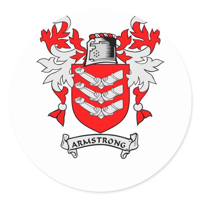 ARMSTRONG Family Crest Round Stickers