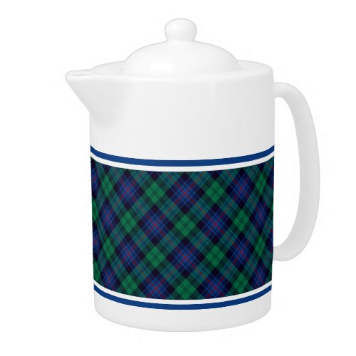 Armstrong Family Tartan Royal Blue and Green Plaid Teapot