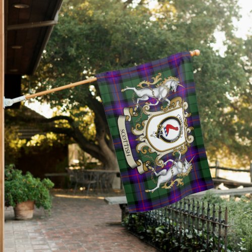 Armstrong Modern Tartan Flag Clan Badge With Lion 