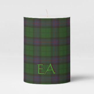 Armstrong Official Clan Tartan with your initials Pillar Candle