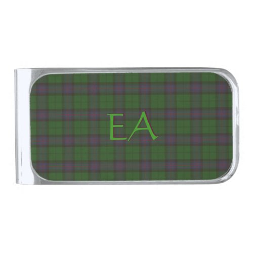 Armstrong Official Clan Tartan with your initials Silver Finish Money Clip