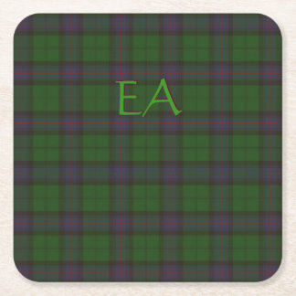 Armstrong Official Clan Tartan with your initials Square Paper Coaster