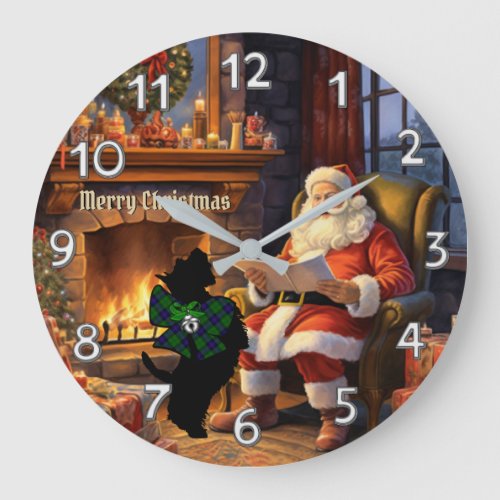 Armstrong Scottie Dog  Santa Personalized Xmas Large Clock