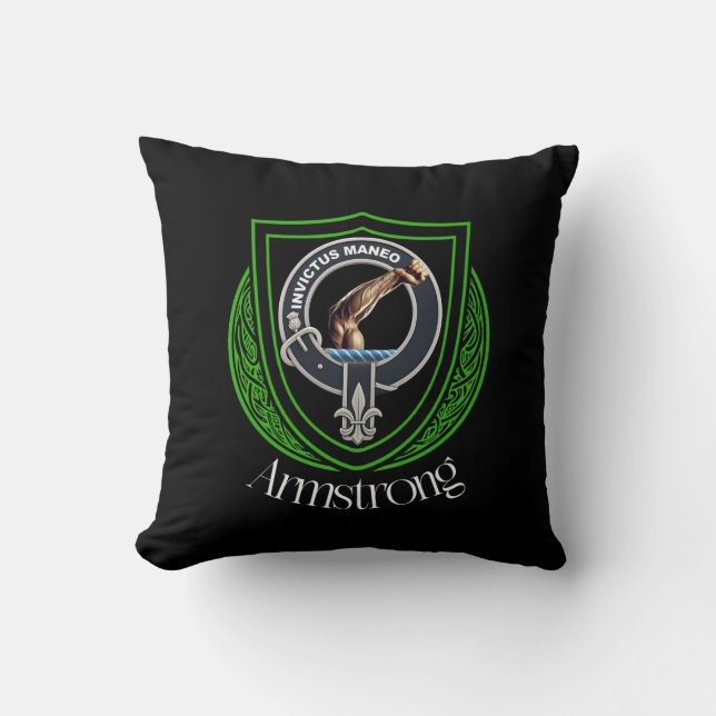 Armstrong Scottish Clan Crest Throw Pillow (Front)