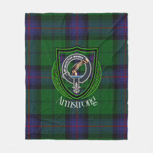 Armstrong Scottish Clan Tartan Crest Fleece Blanket