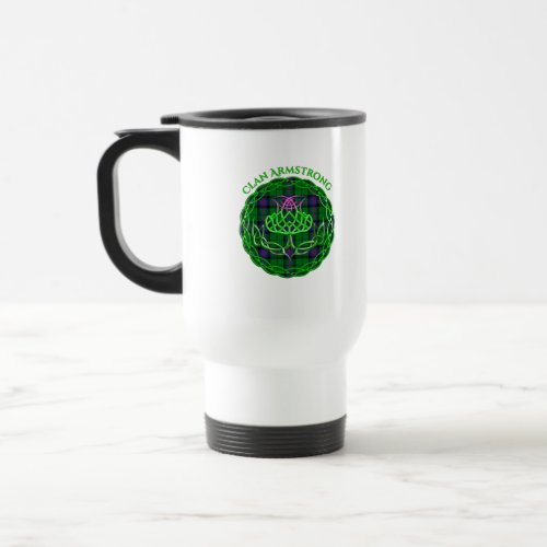 Armstrong Scottish Tartan Celtic Thistle Travel Mug