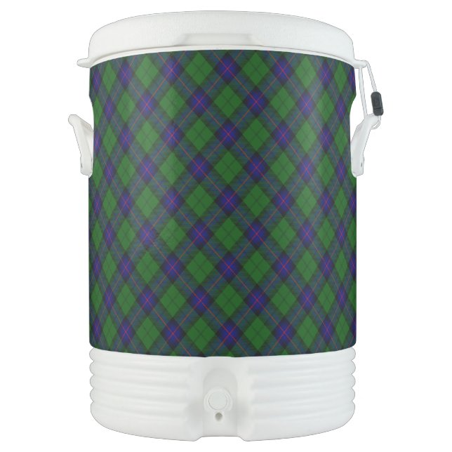 Armstrong tartan blue and green plaid beverage cooler (Front)