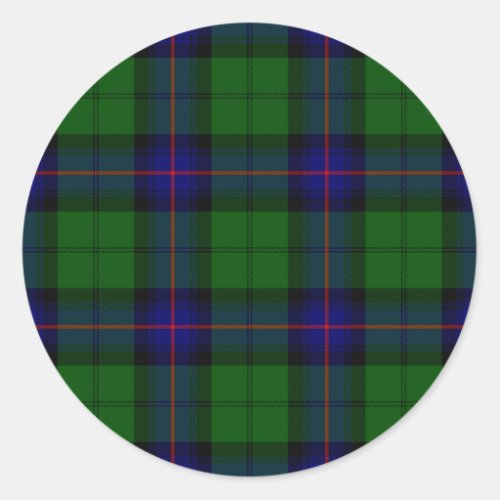 Armstrong tartan blue and green plaid classic round sticker