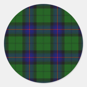 Armstrong tartan blue and green plaid classic round sticker