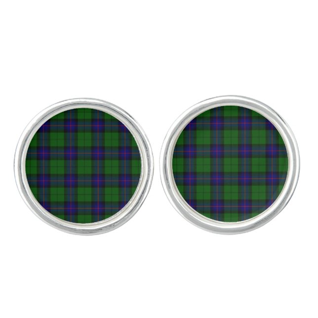 Armstrong tartan blue and green plaid cufflinks (Front)