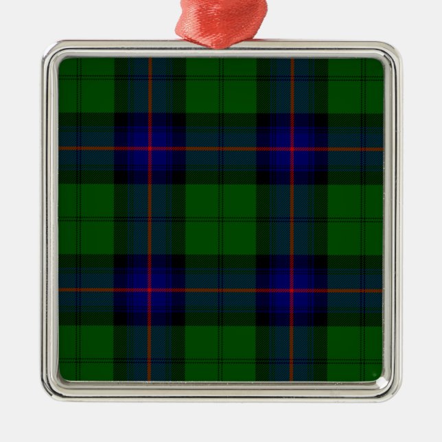Armstrong tartan blue and green plaid metal ornament (Front)