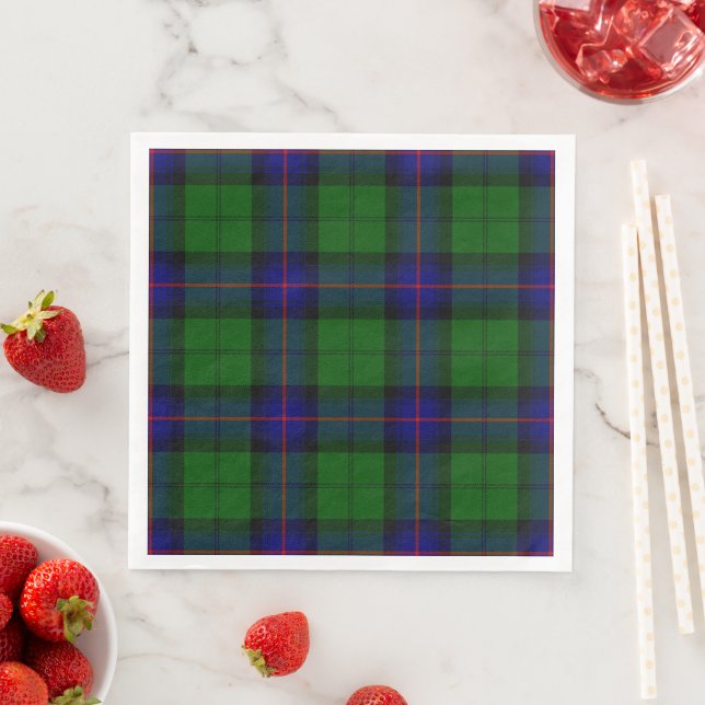 Armstrong tartan blue and green plaid paper dinner napkins (Insitu)