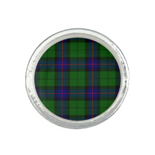 Armstrong tartan blue and green plaid ring