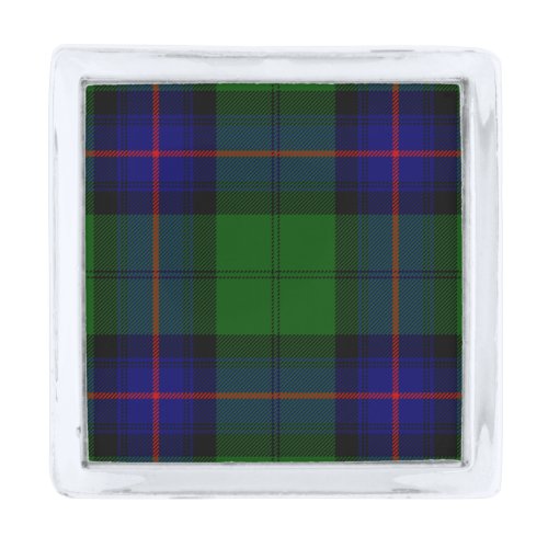 Armstrong tartan blue and green plaid silver finish lapel pin