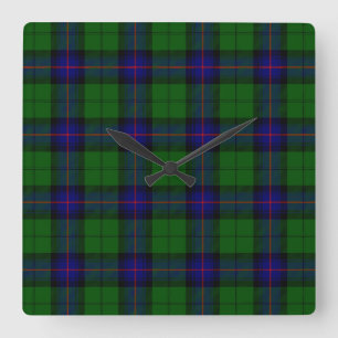 Armstrong tartan blue and green plaid square wall clock