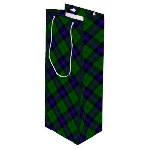 Armstrong tartan blue and green plaid wine gift bag