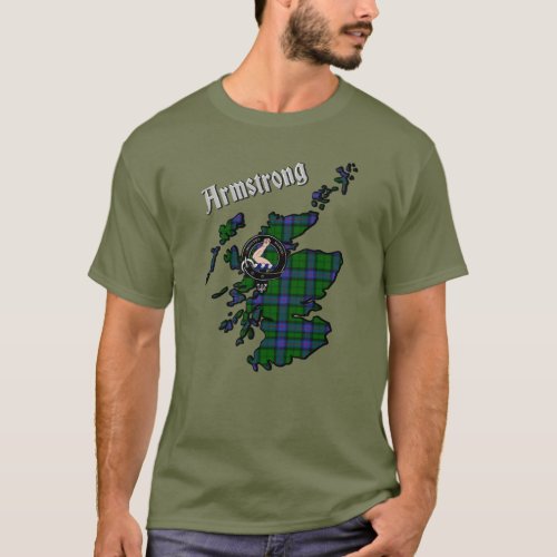 Armstrong Tartan Map  Badge T_Shirt