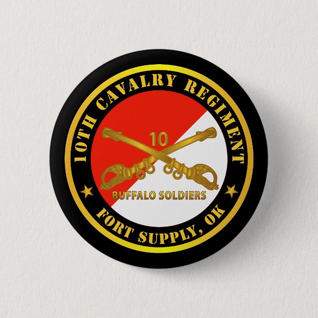 Army - 10th Cavalry Regiment - Fort Supply, OK - B Button (Front)