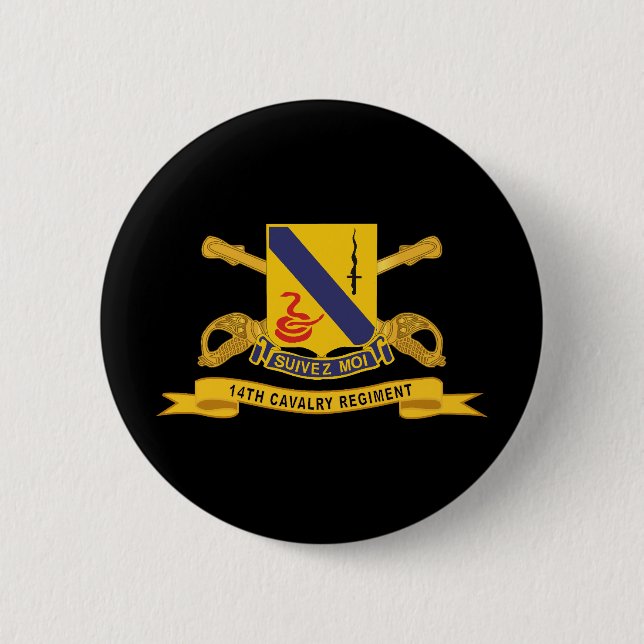 Army  - 14th Cavalry Regiment w Br - Ribbon Button (Front)