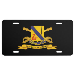 Army - 14th Cavalry Regiment w Br - Ribbon License Plate