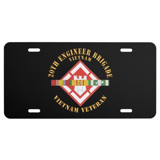Army -  20th Engineer Brigade with VIetnam SVC Ri License Plate (Front)