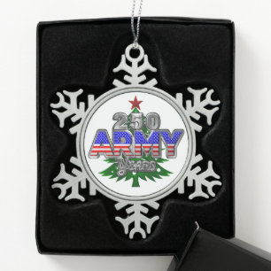 ARMY 250 YEARS SNOWFLAKE PEWTER CHRISTMAS ORNAMENT