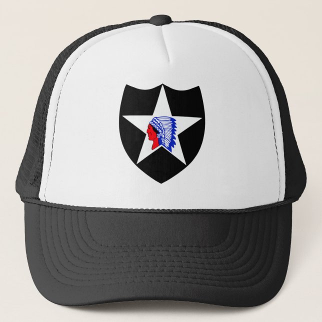 Army 2nd Infantry Division Indian head Trucker Hat (Front)