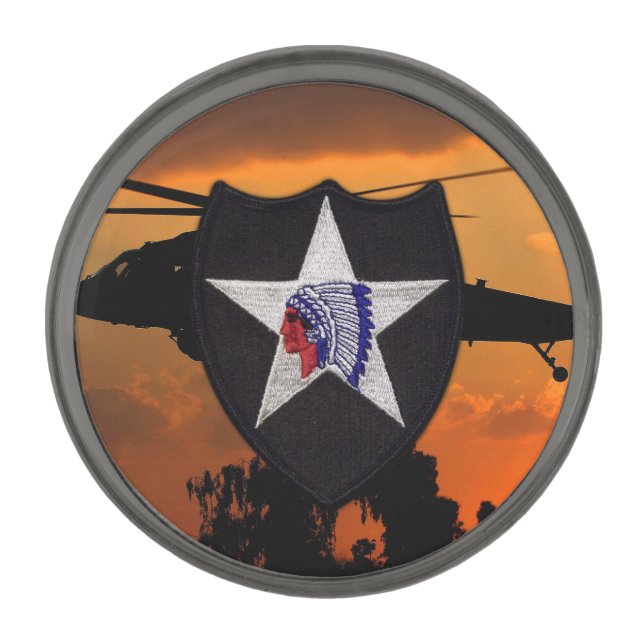 Army 2nd Infantry Division Indianhead Veterans Vet Gunmetal Finish Lapel Pin (Front)