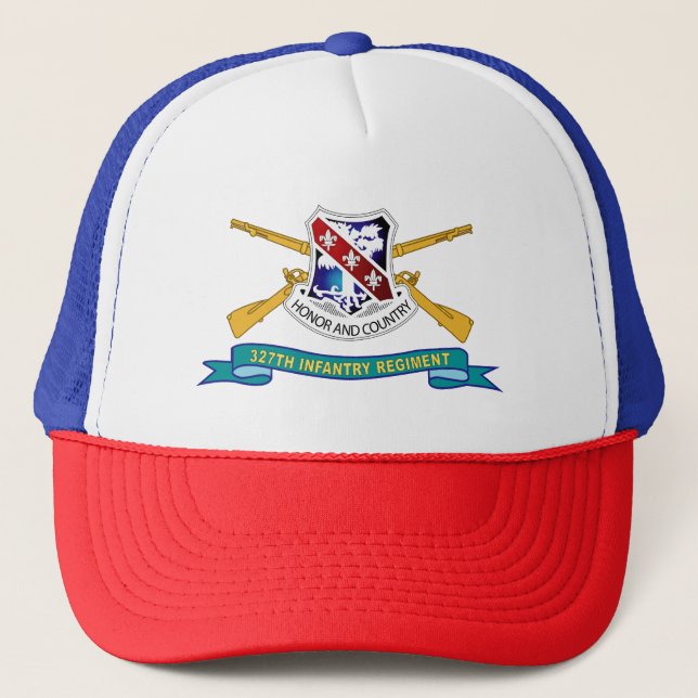 Army - 327th Infantry Regiment - DUI w Br - Ribbon Trucker Hat (Front)