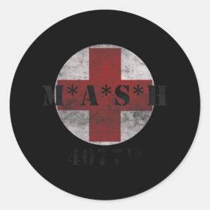 Army 4077th In Red Cross Military Vintage Classic Round Sticker