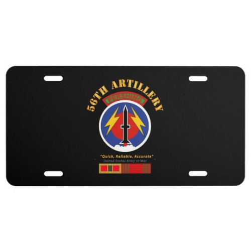 Army _ 56th Artillery _ Pershing w Svc Medals License Plate