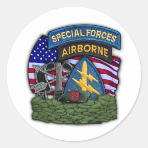 army 7th Special Forces Green Berets veterans Stic Classic Round Sticker