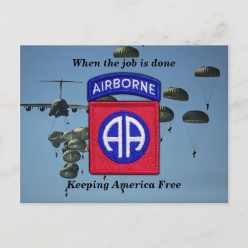 Army 82nd ABN DIV Airborne fort Bragg veterans Postcard