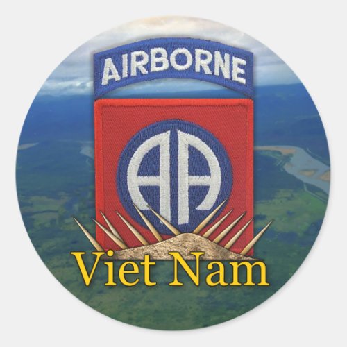 army 82nd airborne division veterans vietnam vets  classic round sticker