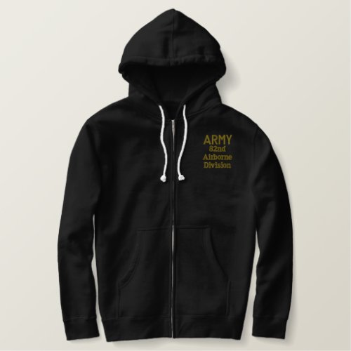 ARMY 82nd Airborne Embroidered Basic Zip Hoodie