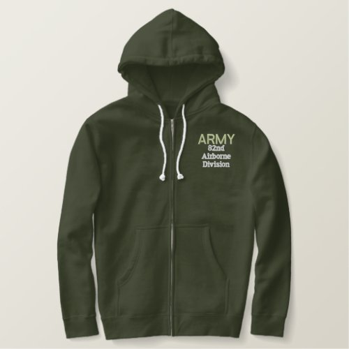 ARMY 82nd Airborne Embroidered Zip Hoodie