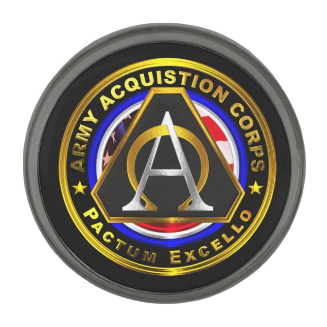 Army Acquisition Corps   Gunmetal Finish Lapel Pin (Front)
