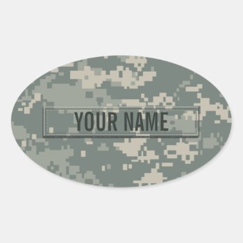 Army Acu Camouflage Customizable Oval Sticker by staticnoise at Zazzle