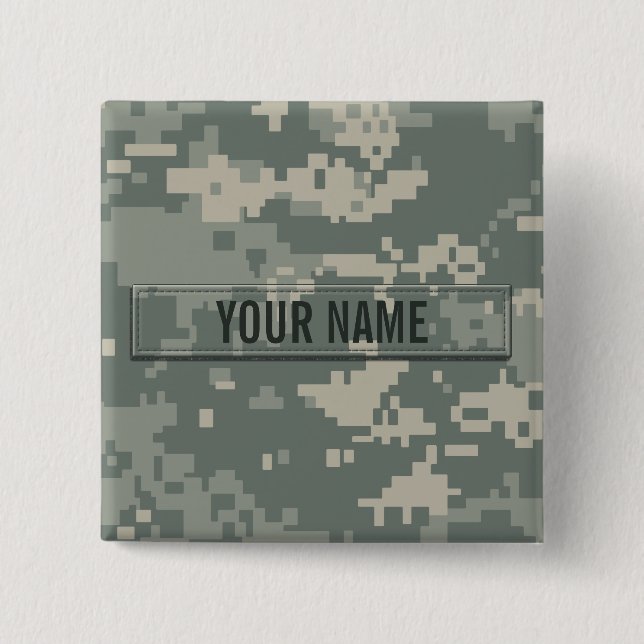 Army ACU Camouflage Customizable Pinback Button (Front)