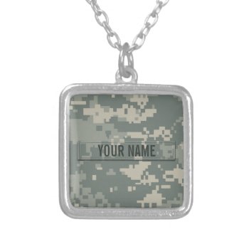 Army Acu Camouflage Customizable Silver Plated Necklace by staticnoise at Zazzle