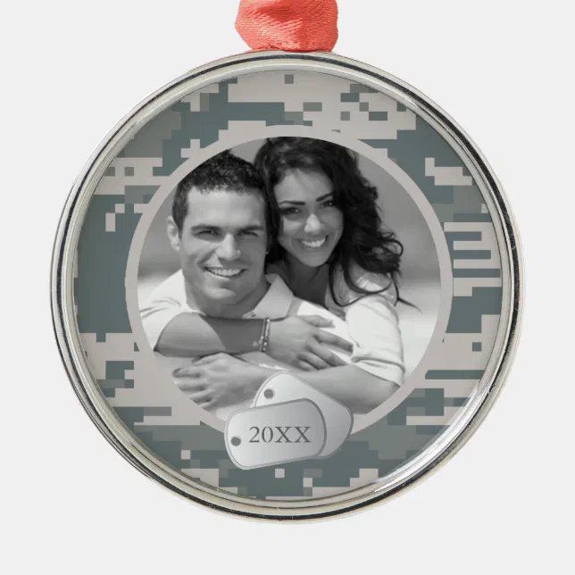 Army ACUs and Dog Tags Metal Ornament (Front)